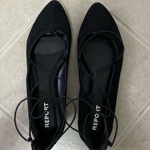 *SOLD* Report Black Lace Up Flats